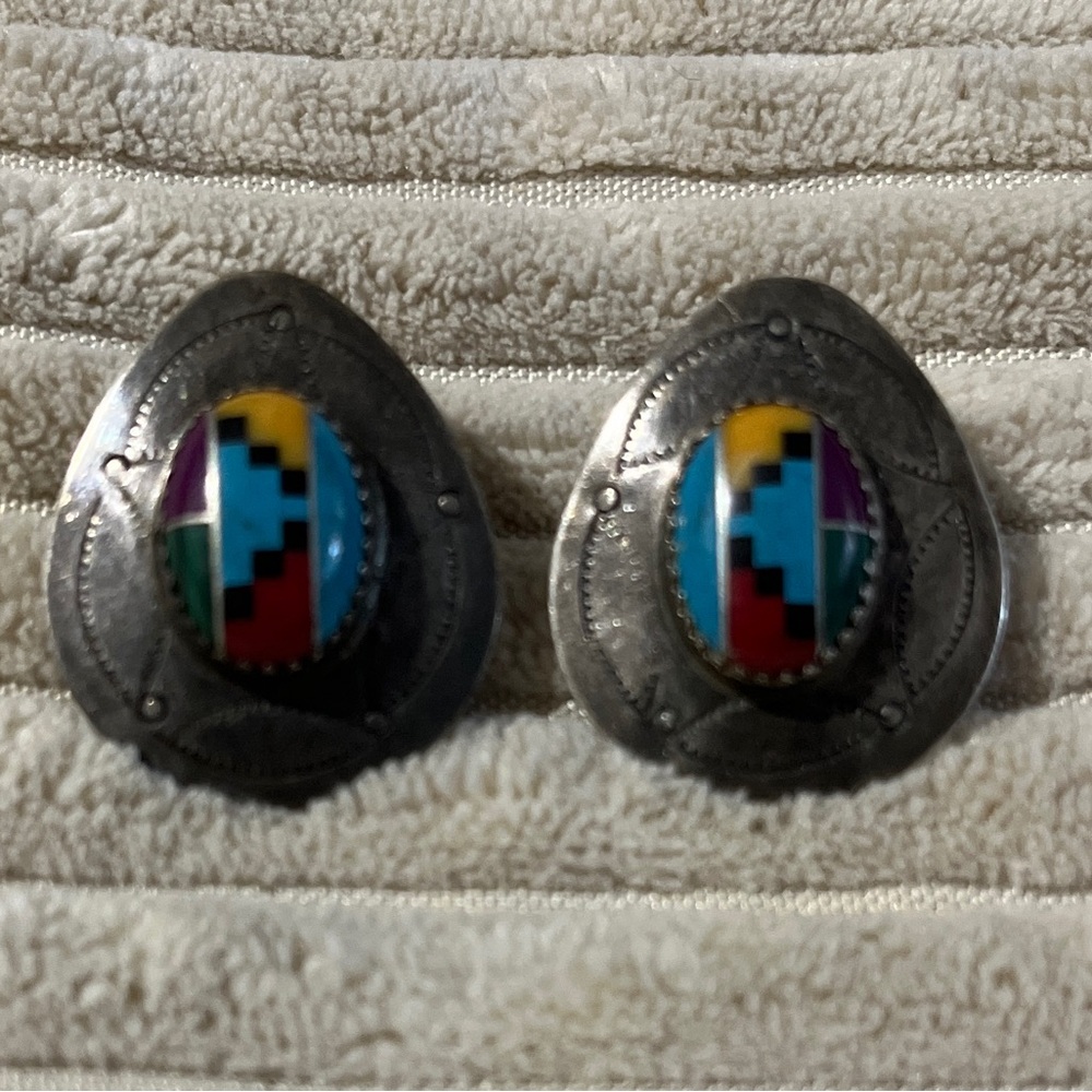 Sterling Silver Inlay Earrings